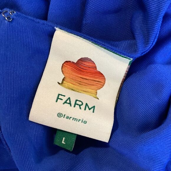 Farm Rio Blue Knotted Cut Out Maxi Dress Boho Tropical Vacation Resort Wear - Picture 16 of 17